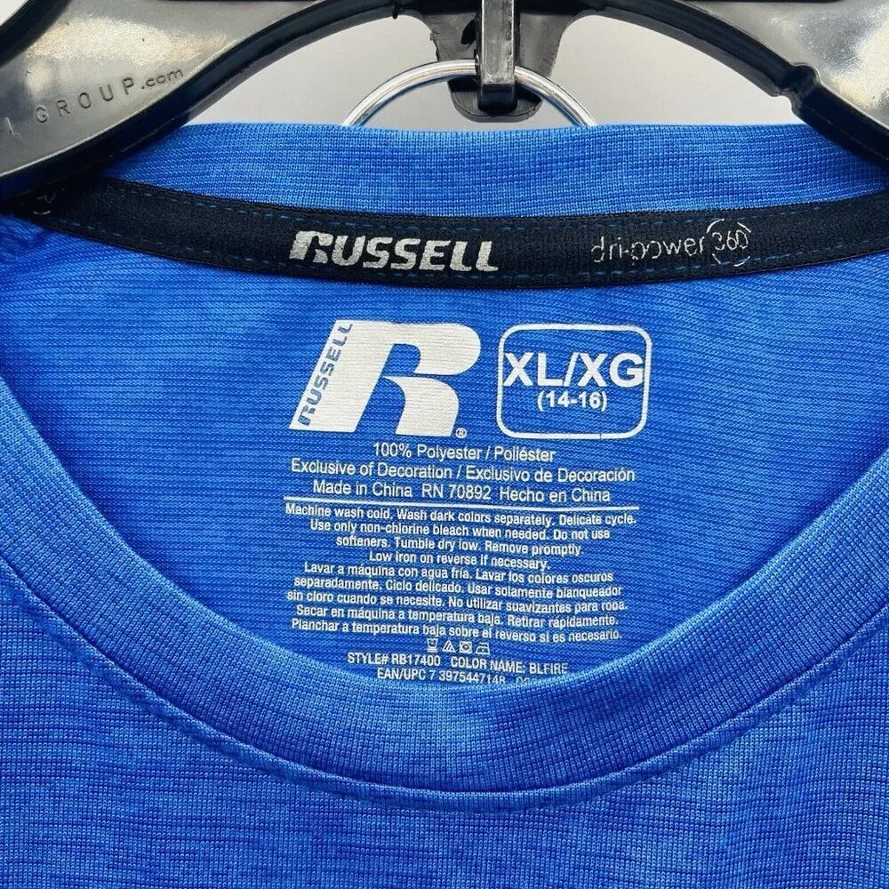 Russell Athletic Youth Boys XL 14/16‎ 2 Piece Dri-Power Shirt & Shorts Set Blue
